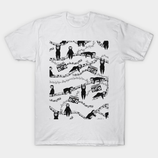 Black and white sloth pattern T-Shirt by mailboxdisco